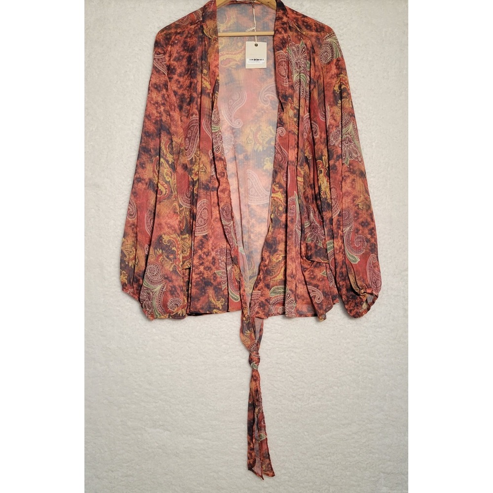AndTheWhy Paisley Tie Front Top Blouse New Oversized Size 3X NWT Rust Color 0267